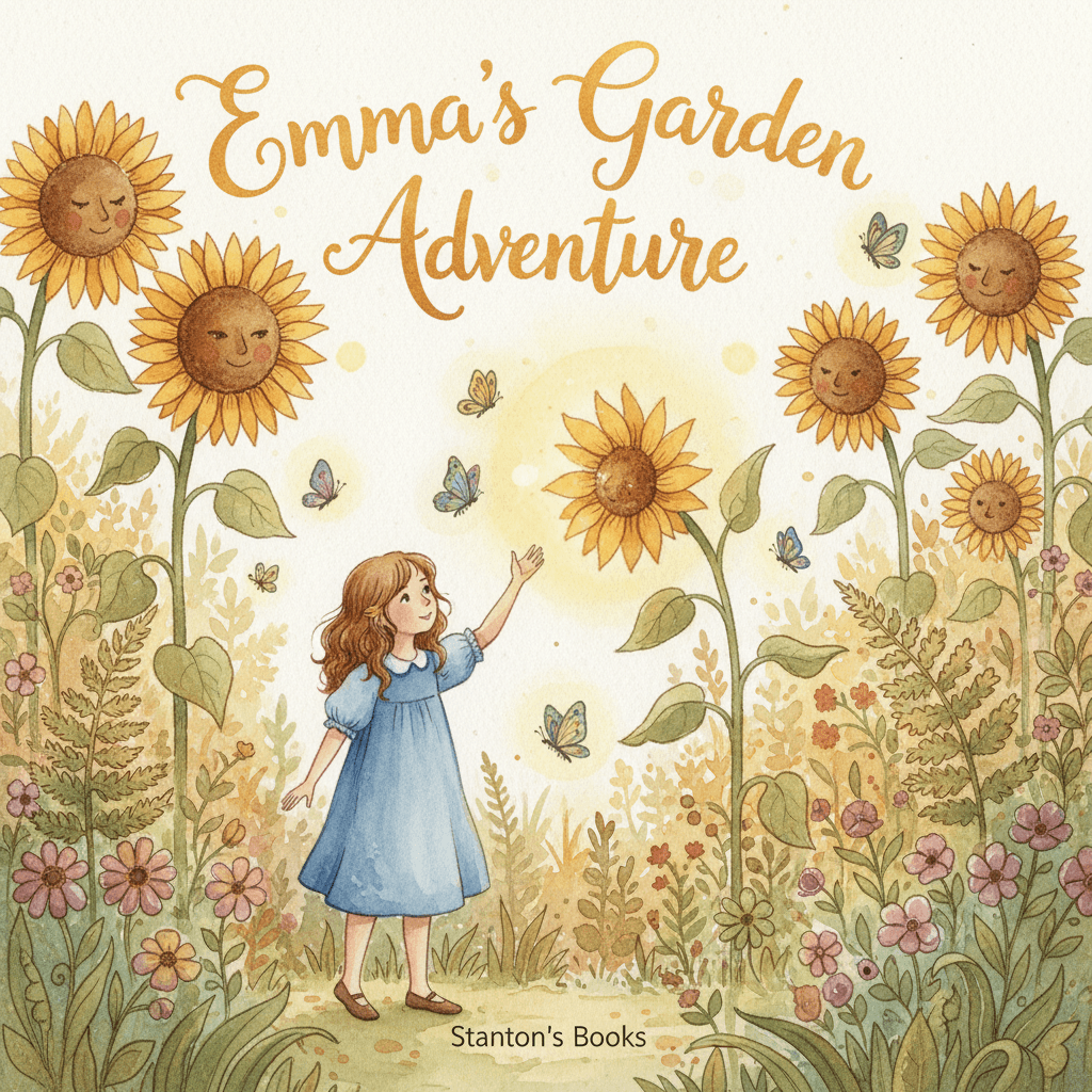Emma's Garden Adventure - watercolor illustration style