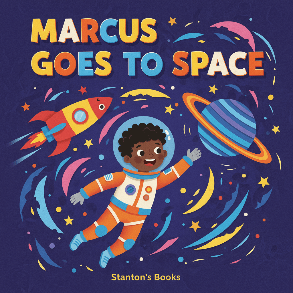Marcus Goes to Space - bold graphic illustration style